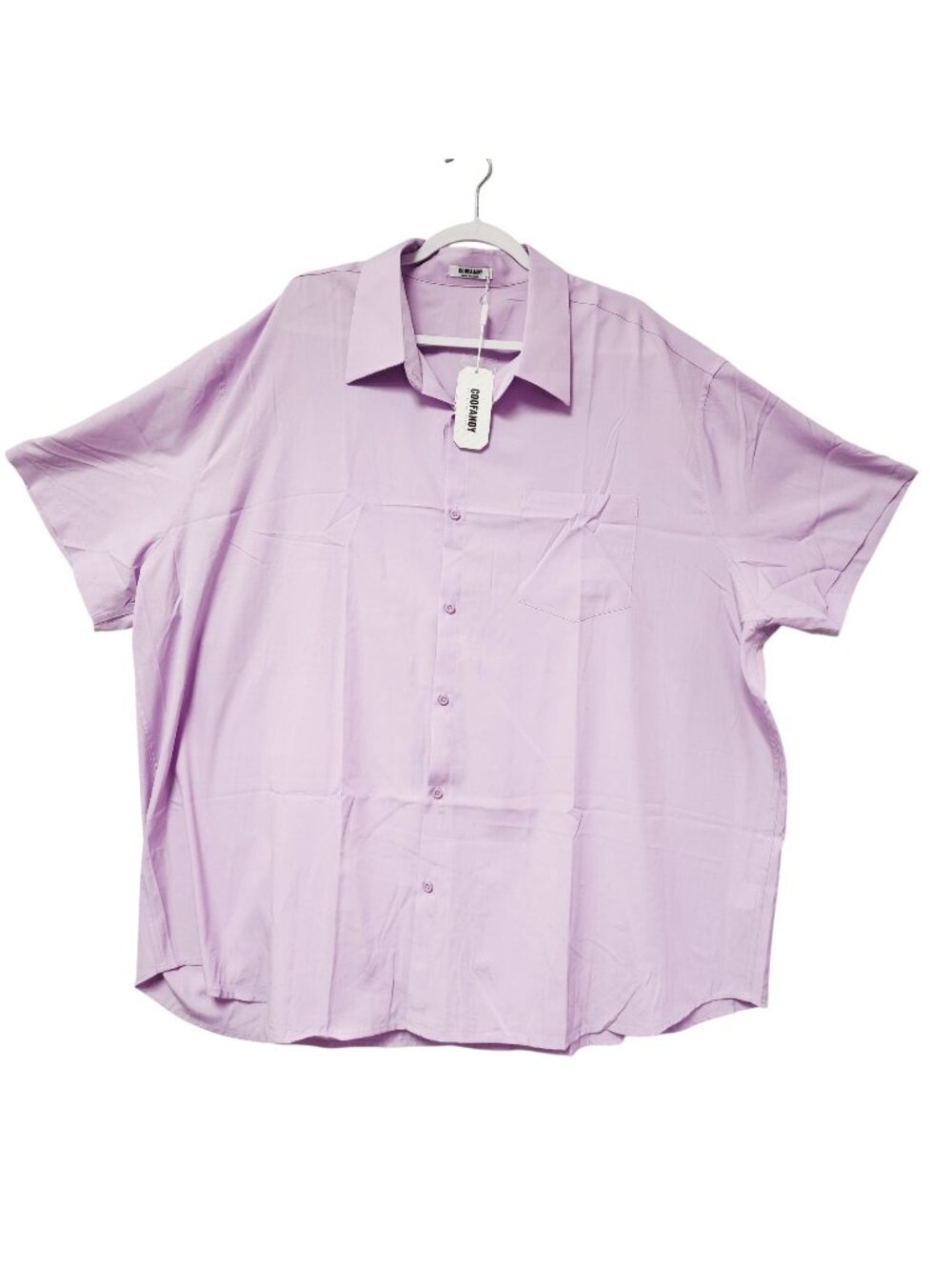 Coofandy Mens Lavender Short Sleeve Button-Up Shirt 4XL Lightweight
